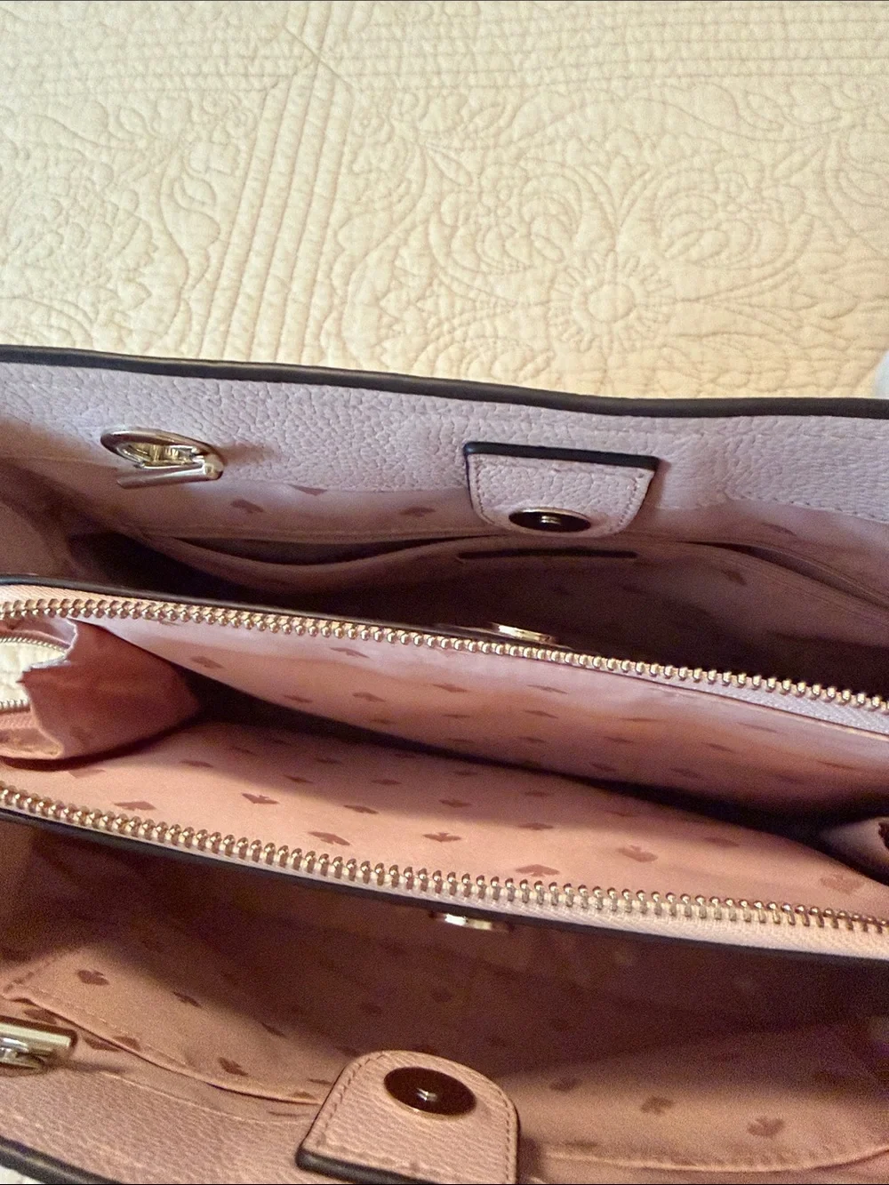 kate spade Blush Pink Pebbled Leather Shoulder Bag with Gold Chain